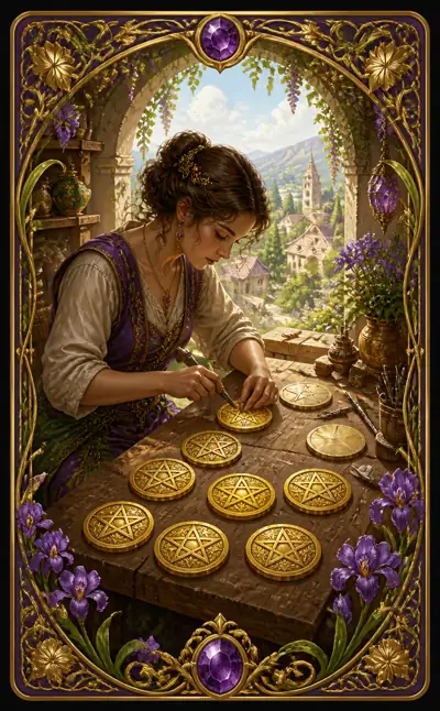 Tarotkortet Åtta i mynt
