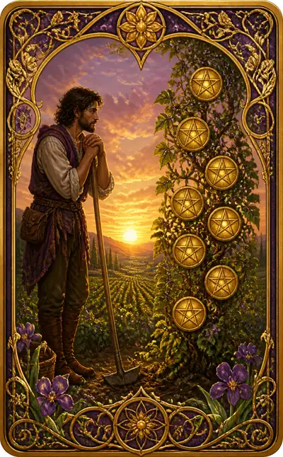 Tarotkortet Sjua i mynt